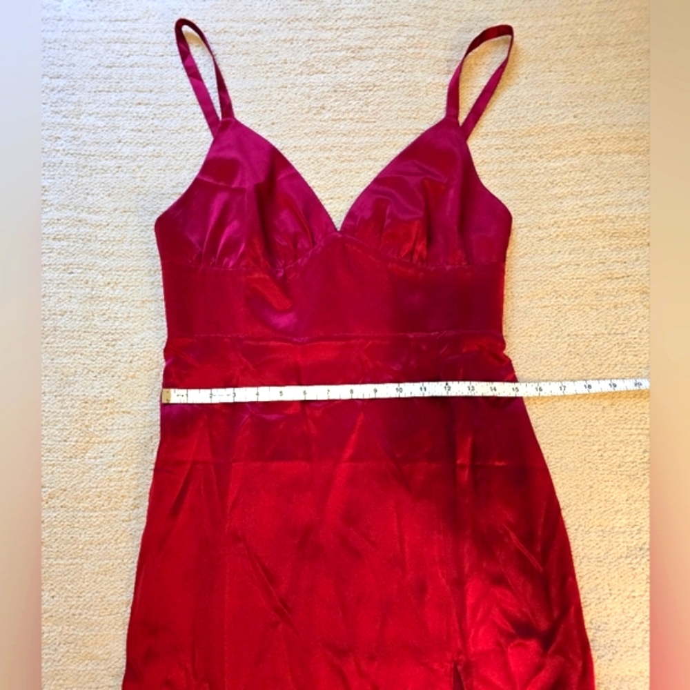 NEW Amanda Uprichard Holiday Leilani 100% Silk Midi Dress – Scarlet Red, Size LG - Picture 10 of 11